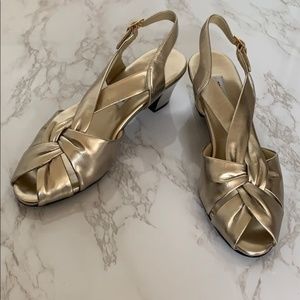 Vintage Champagne Peep Toe Heels